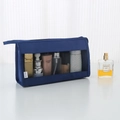 Beauty case blu scuro con finestra in rete e comoda maniglia laterale per il trasporto - Blu navy