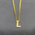18K gold-plated Cuban chain necklace featuring a bold uppercase letter L pendant - Letter L / Gold