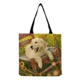 Golden Retriever Puppy on Red Chair (hm5172)