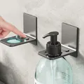 Dark grey adjustable metal bottle holder for wall-mounted soaps with adhesive mount - 2 Pack Adjustable Soap Rack / Gunmetal