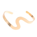 Minimalist gold S-shaped irregular wave open bracelet with adjustable design for women - Gold Wavy Line Open Bangle (10528)