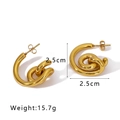 Golden titanium steel chunky twisted hoop earrings weighing 15.7g and 2.5cm in size - Chunky Ring Knot Geometric Style (NB-E1390)