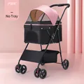 Opvouwbare hondenbuggy in ondeugend roze met gaasvenster en opbergmand - Roze (Niet-scheidbaar)