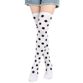 Detalle de calcetines blancos sobre la rodilla con lunares negros para cosplay. - Talla única / Blanco con puntos negros