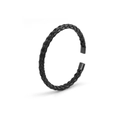 Minimalist black braided stainless steel wire open bangle in a trendy punk style - Black