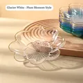 Plum blossom shaped transparent gold rim fruit plate in Glacier White finish - Glacial White-Plum Blossom Style