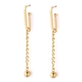 Fashionable long tassel gold earrings with U-shape design and spherical drop pendant - Gold (KE99156-KLX)