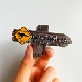 3D wooden Australia fridge magnet featuring a kangaroo road sign and engraved text - (79) Australia Road Sign