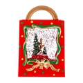 Palla di neve a forma di sacchetto regalo rosso con miniatura di auto natalizia - Borsa regalo piccola / Rosso - Auto e Albero