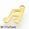 Colgante de nota musical dorado en acero inoxidable con medidas de tamaño 11x7mm - 11x7mm / Dorado (KLJ4808-Z)