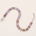 Silver bracelet with colorful rectangular gemstones and adjustable lobster clasp closure - Steel-Colorful Bracelet