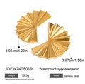 Pleated 18k gold fan-shaped stainless steel earrings with waterproof hypoallergenic finish - Gold Pleated Fan Style (JDEW2408019)