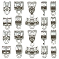 Set mit 20 silbernen Legierungs-Anhängerösen mit Gravur für DIY-Schmuckherstellung - Mix 20 Stk Glänzend Silber Kautschuk