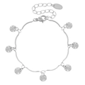 Zilveren zonnebloem armband met getextureerde ronde hangers en verstelbare karabijnsluiting - 16+5cm / Zilveren Armband