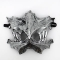 Silver Halloween half face mask with skeleton dragon scales texture and black elastic straps - Tengu (Silver)