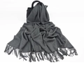 Thick dark grey cashmere scarf with elegant tassel trim for autumn and winter - 280g Premium 200x70cm / Deep Heather Grey