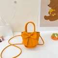 Chic orange mini bucket bag with large bow detail and versatile shoulder strap - Orange Red