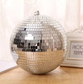 Silberne Spiegel-Diskokugel mit Aufhängung für Party- Hochzeit- und Tortendeko - 20CM (1er/Box) Mit Metallring