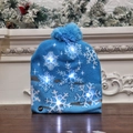 Blue LED knitted Christmas hat with white snowflakes and festive blue pompom - Blue Snowflake