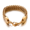 Pulsera de doble capa para hombre en acero inoxidable dorado con cadena de cola de zorro - 18cm / Dorado