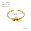Anello regolabile in acciaio inossidabile placcato oro 18k con design a corona - Stile Corona (595)