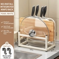 Multifunctional kitchen rack for knives and boards in pearl white carbon steel - Multifunctional All-in-One Knife Rack-White (Free Hooks*2)
