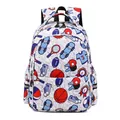 White elementary school backpack with colorful sports prints and waterproof fabric - Sports Theme / White