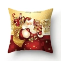 Red Christmas pillow cover featuring Santa Claus and Nutcracker with Merry Christmas text - Red Nutcracker Village