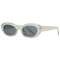 Retro oversized oval sunglasses with translucent grey frames and dark lenses - Pearl Silver Grey Lens