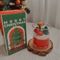 Christmas scented candle in a glass cup with festive teddy bear and tree decorations - Little Bear Cup - Strawberry Scent