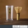 Handcrafted bamboo matcha whisk with 48 prongs and clear storage tube for tea ceremony - Travel Portable Whisk
