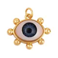 Böser Blick Anhänger in Goldoptik mit blauer Iris und kleinen goldenen Perlen am Rand - M86-E5 Auge Sonnen-Stil / Graublau