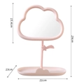 Specchio da trucco rosa a forma di nuvola con vassoio e misure dettagliate - Stile 1 / Rosa