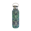 17oz vacuum insulated rhinestone water bottle with camouflage glitter pattern and handle - Green Python Camo