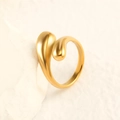 Polished gold organic water drop ring with a minimalist aesthetic design - US 7 / Circumference 54mm / Gold