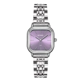 Elegant silver steel square quartz watch with a purple gradient dial for women - Light Purple Steel Band