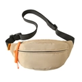 Waterproof khaki nylon chest bag with bright orange zipper pulls and black strap - Khaki