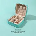 Joyero de cuero PU verde menta para anillos y collares, 10x10x5cm - Estilo Estándar con Cremallera (Personalizable) / Azul cielo