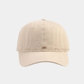 Detail view of cotton twill baseball cap showing breathable holes and stitched seams - Adjustable / Beige