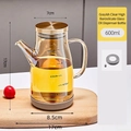 600ml gray transparent borosilicate glass oil bottle with stainless steel lid and scale - 600ml / Amber