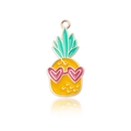 Cartoon pineapple charm with heart-shaped sunglasses in yellow and pink enamel finish - Sunglasses Pineapple