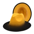 Chapeau fedora bicolore jaune et noir en laine pour hommes et femmes chic - M (56-58cm) / Jaune + Noir