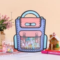 Cartoon backpack shaped self-sealing snack bag in blue and pink, size 18x21x6cm - Small / Lilac Purple