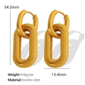 Pendientes de eslabones cuadrados de acero inoxidable chapados en oro de 18 quilates - Pendientes Dorados (EH742)