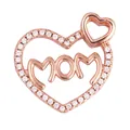 Rose gold heart pendant with hollow MOM letters and sparkling zircon accents - M182933 Rhinestone MOM Heart Rose Gold