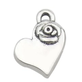Herzanhänger aus Silberlegierung mit Prägemuster und Öse für DIY-Schmuckherstellung - Herz mit Blume 9x8mm