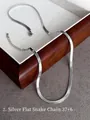 Silver snake chain necklace 37+6cm with lobster clasp on a dark wooden tray - Style 2: Silver Snake Chain 37+6cm (E5-2)