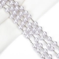 Elegante mehrlagige weiße Perlenkette mit silbernen Messinggliedern für DIY-Schmuck - 3mm Perlen 1 Meter/Packung / Rhodium