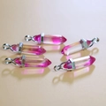 Pink and clear gradient hexagonal crystal pendant with silver metal loop for necklace - Pink Clear Gradient