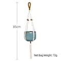 Hanging macrame planter with blue speckled ceramic pot, gold trim, and wooden beads - 85cm/72g / Style 2